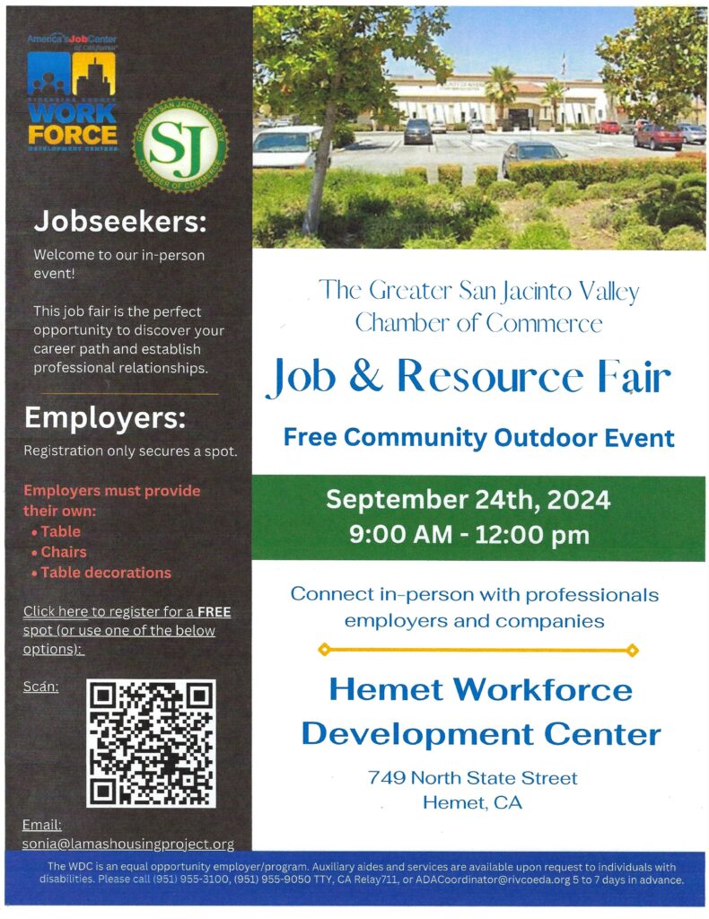 Job & Resource Fair @ Hemet Workforce Development Center | Hemet | California | United States