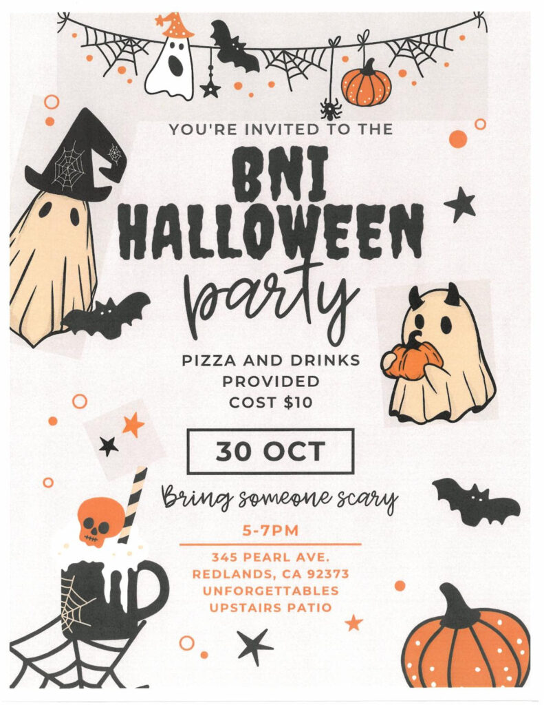 BNI Halloween Party @ Unforgettables Upstairs Patio | Redlands | California | United States