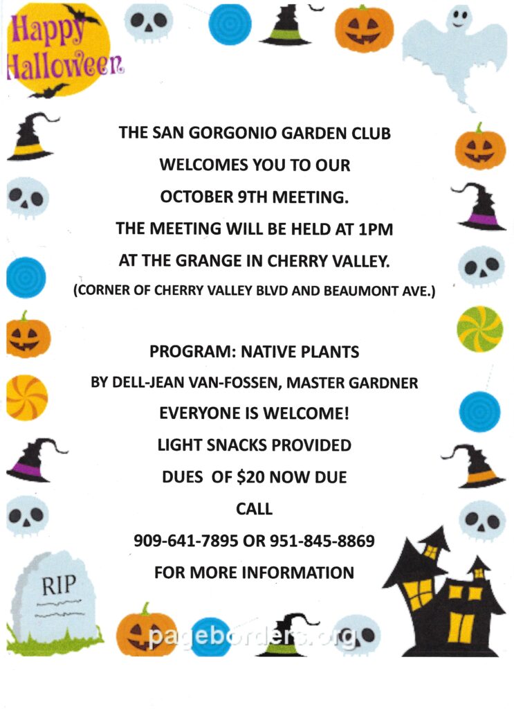 "Native Plants" Garden Club Meeting @ The Grange | Cherry Valley | California | United States