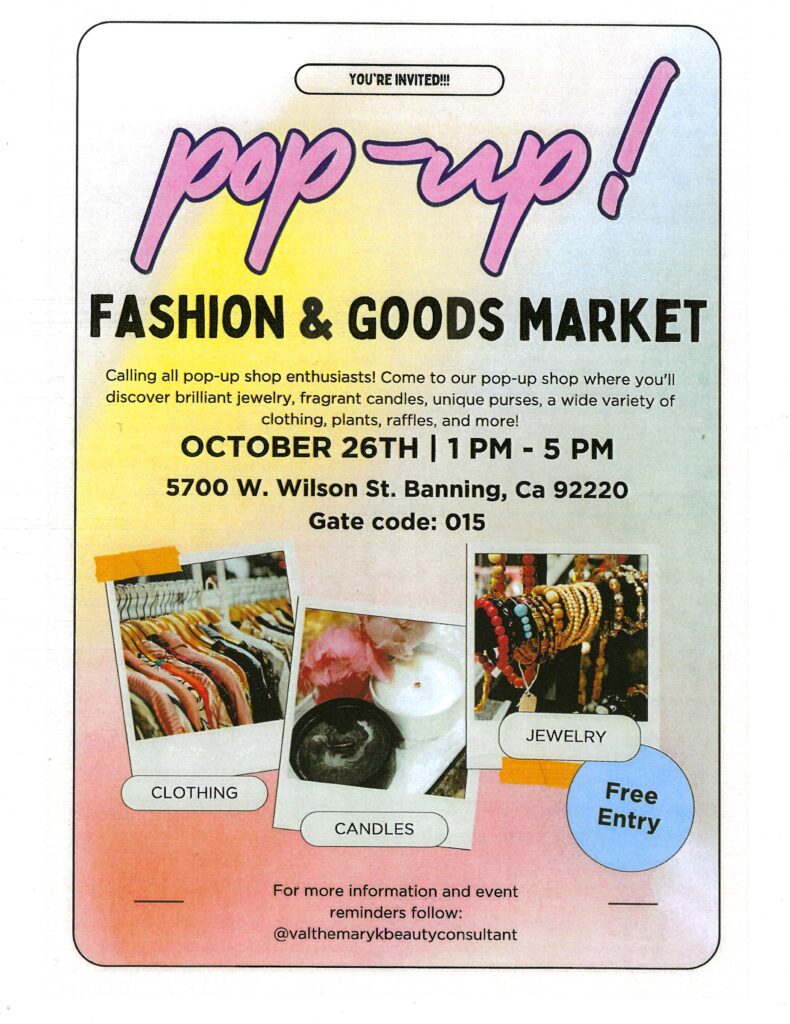 Pop Up Fashion & Goods Market @ Linda Vista Mobile Home Park | Banning | California | United States