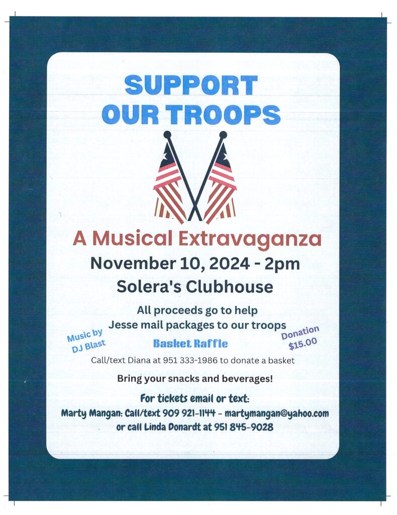 Musical Extravaganza - Support Our Troops @ Solera Clubhouse | Beaumont | California | United States