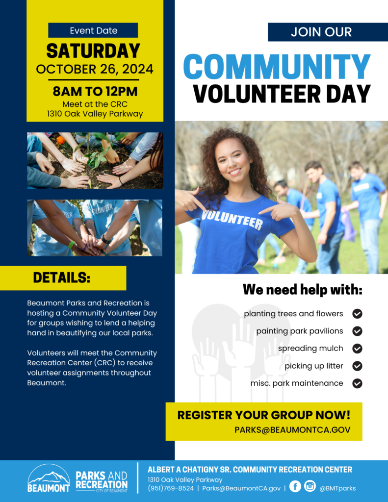 Community Volunteer Day @ Albert A. Chatigny, Sr. Community Recreation Center | Beaumont | California | United States