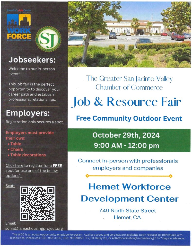 Job & Resource Fair @ Hemet Workforce Development Center | Hemet | California | United States