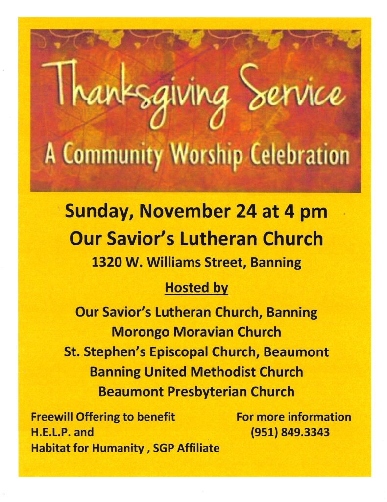 Thanksgiving Service @ Our Savior's Lutheran Church