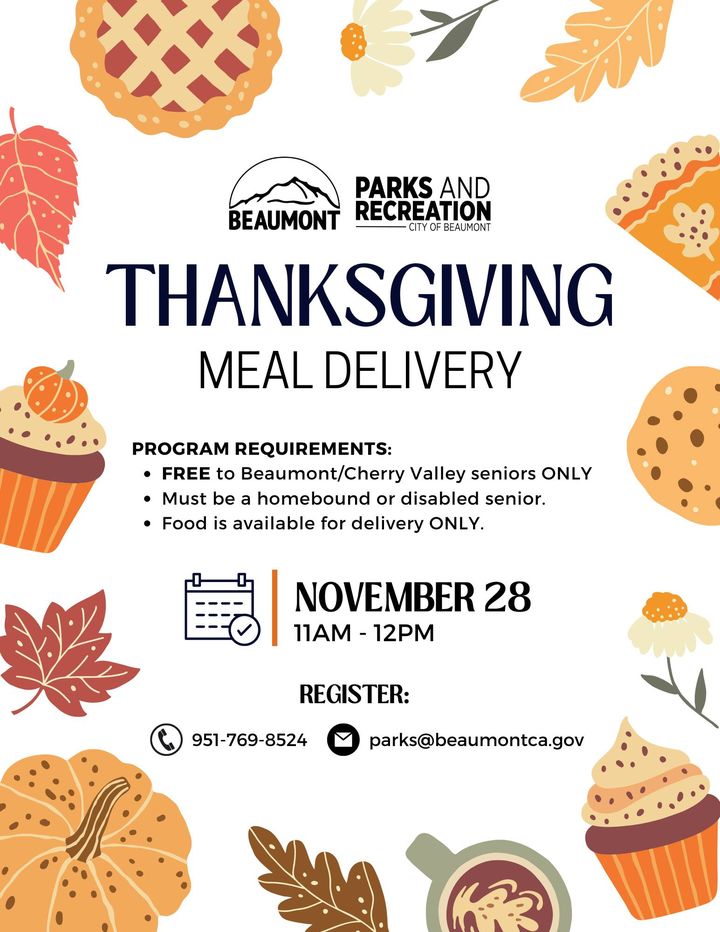 Senior Thanksgiving Meal Delivery @ City of Beaumont and Cherry Valley | Beaumont | California | United States