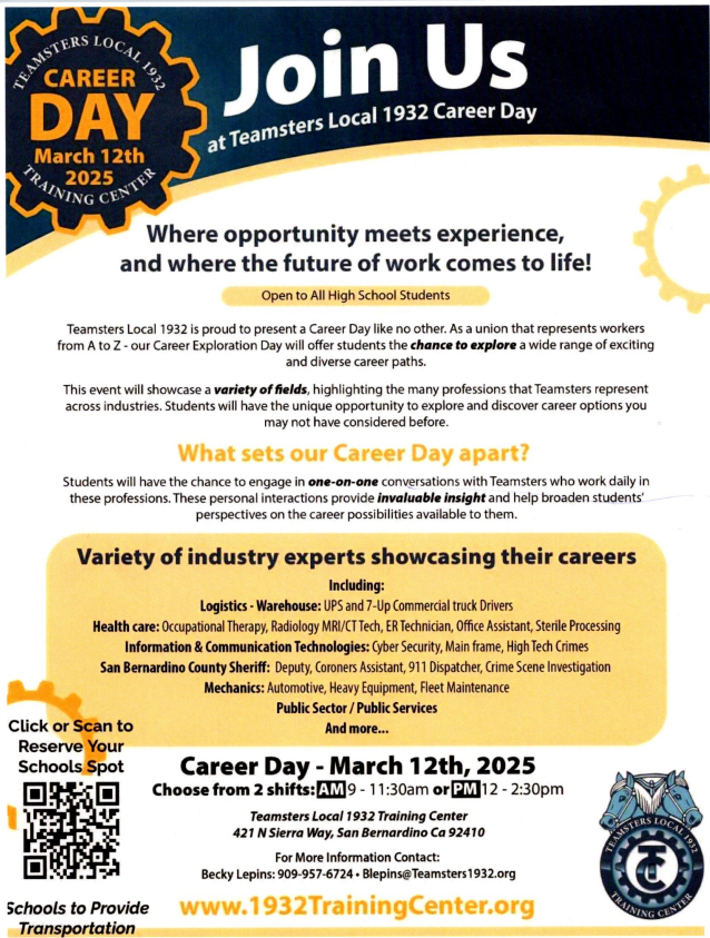 Career Day @ Teamsters Local 1932 Training Center | San Bernardino | California | United States